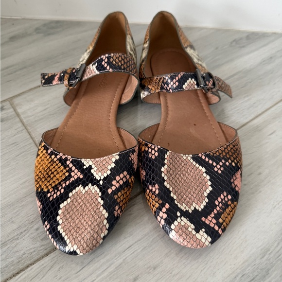 Madewell Shoes - Madewell The Alina Mary Jane Flats Women 9 Shoes Brown Leather Snake Comfort